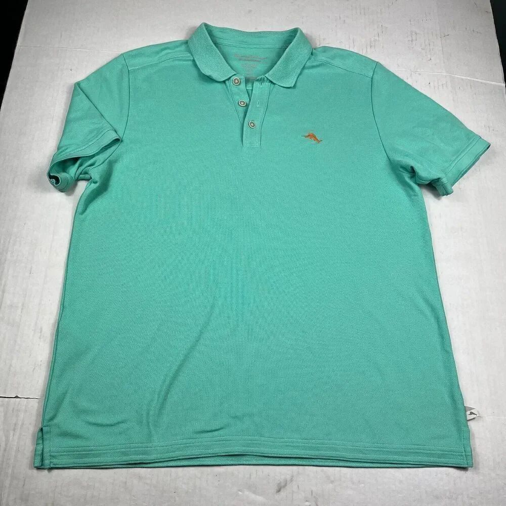 Tommy Bahama Mens Island Zone Polo Shirt Green Short Sleeve Preppy Top LARGE